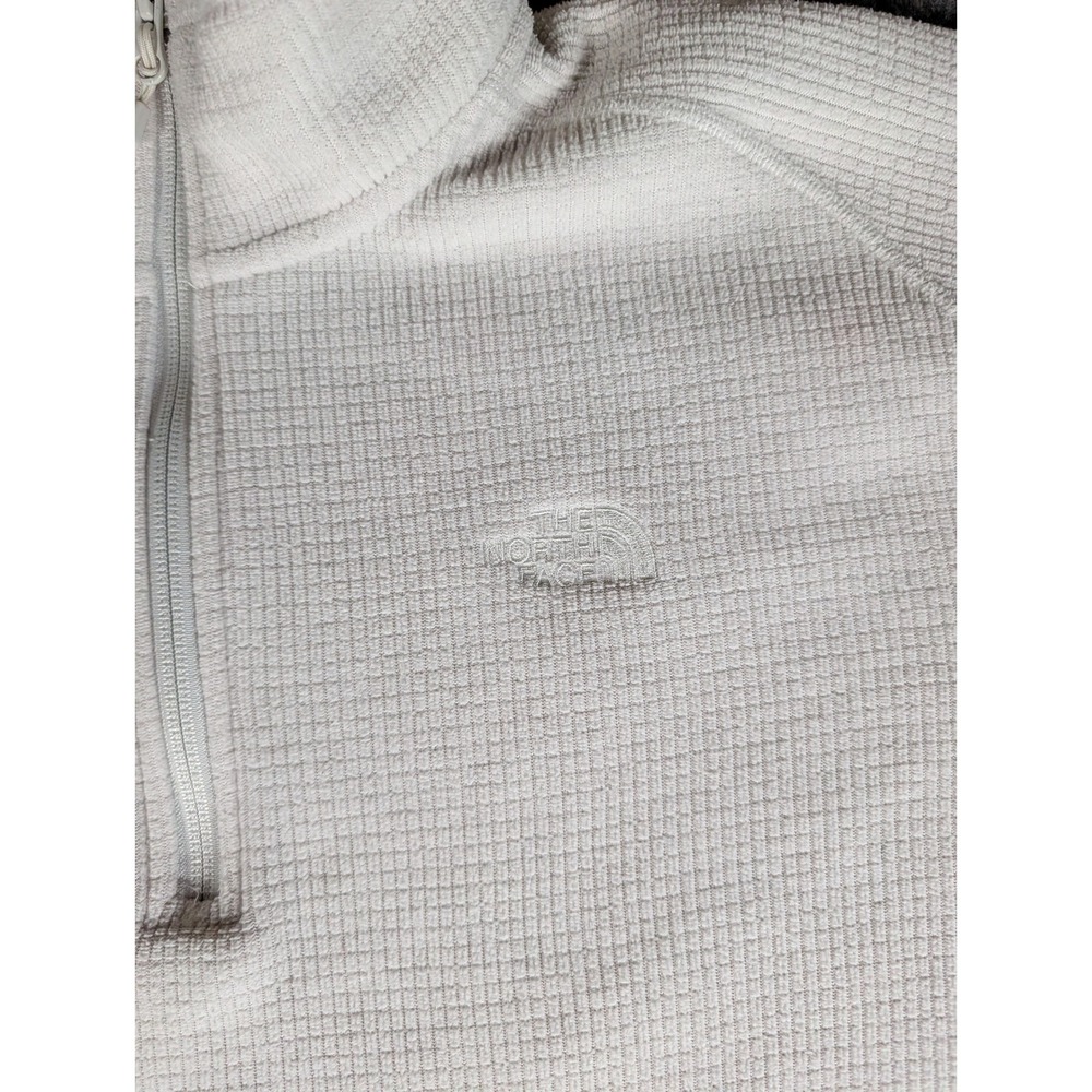 The North Face Mens Cream Waffle Knit 1/4 Zip Grid Fleece Pullover XL 4679 - Picture 12 of 13